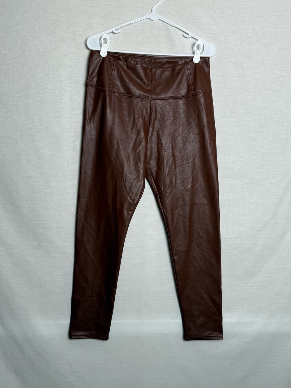 Bagatelle Collection Womens L Brown Faux Leather High Rise Skinny Leggings